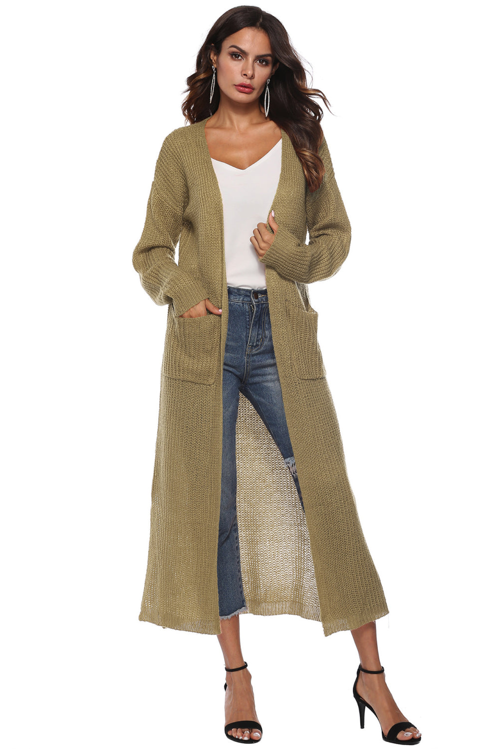 Long Sleeve Open Front Buttoned Cardigan - Tantalize Boutique