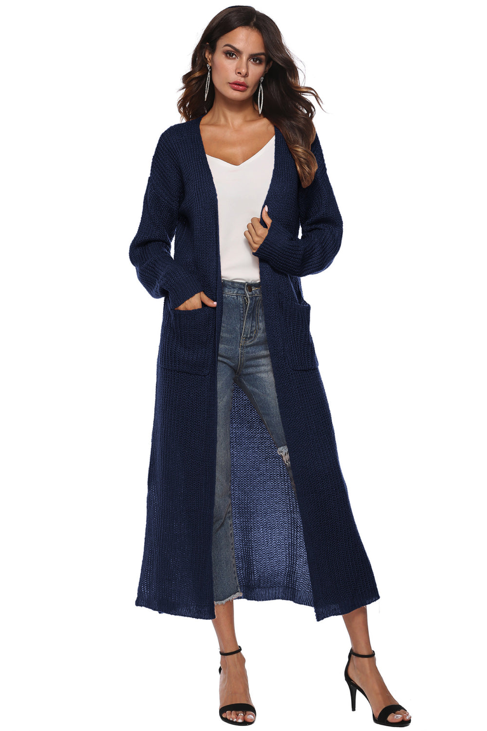 Long Sleeve Open Front Buttoned Cardigan - Tantalize Boutique