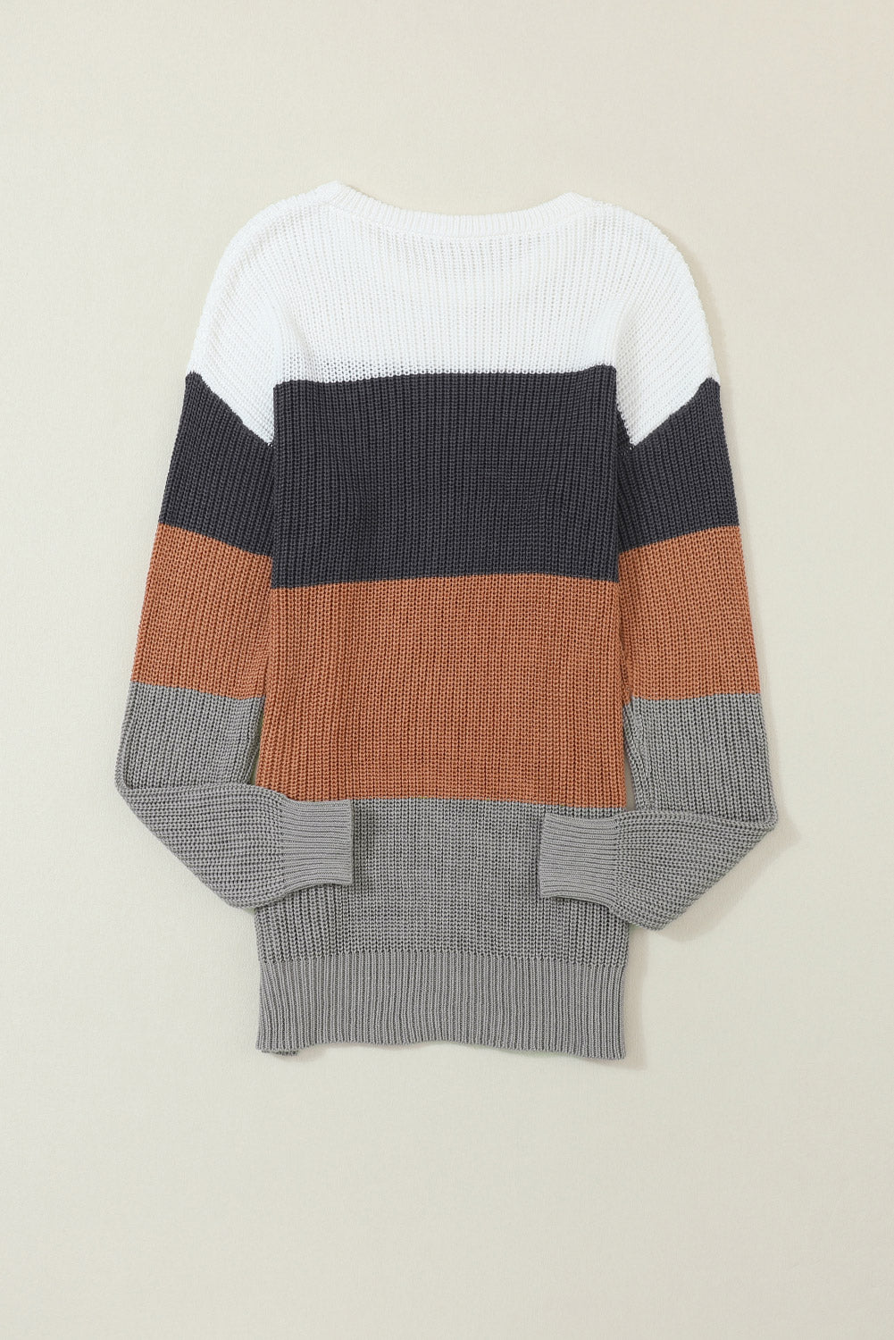 Color Block Round Neck Sweater - Tantalize Boutique
