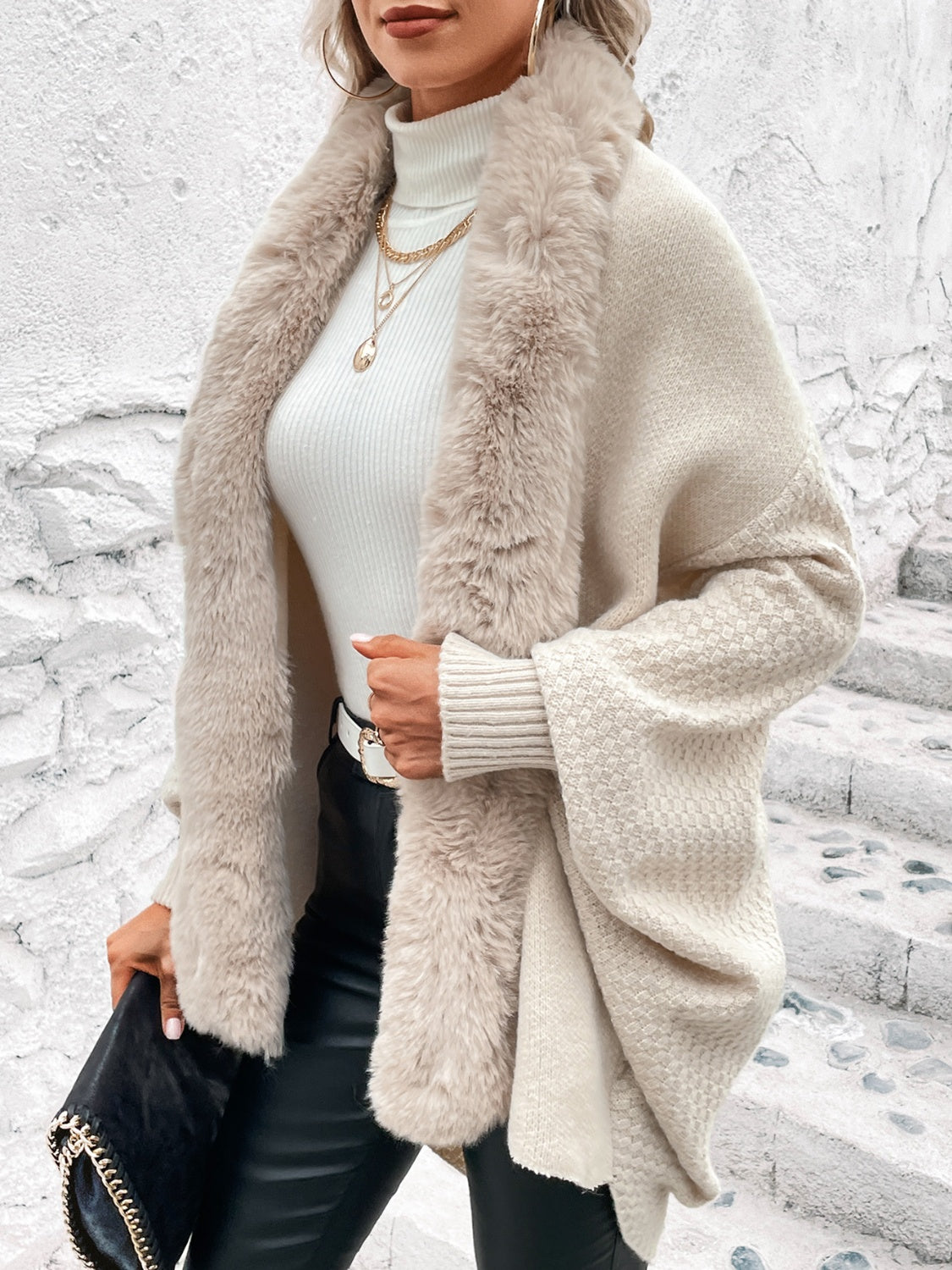 Open Front Dolman Sleeve Poncho - Tantalize Boutique