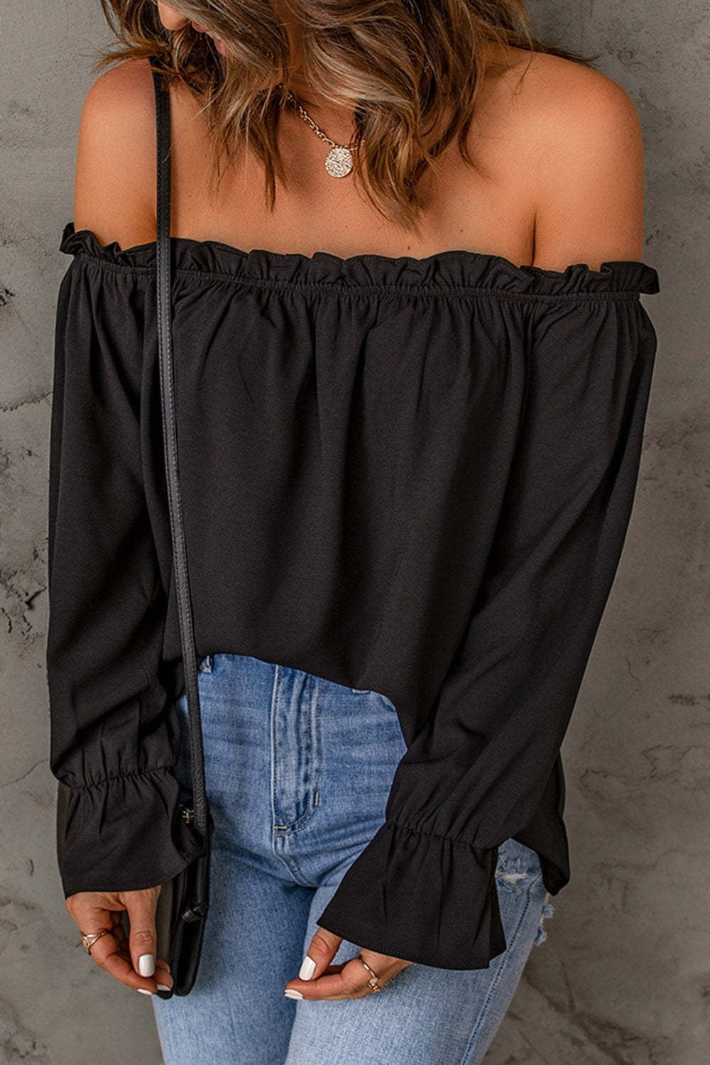 Frill Off-Shoulder Flounce Sleeve Blouse - Tantalize Boutique
