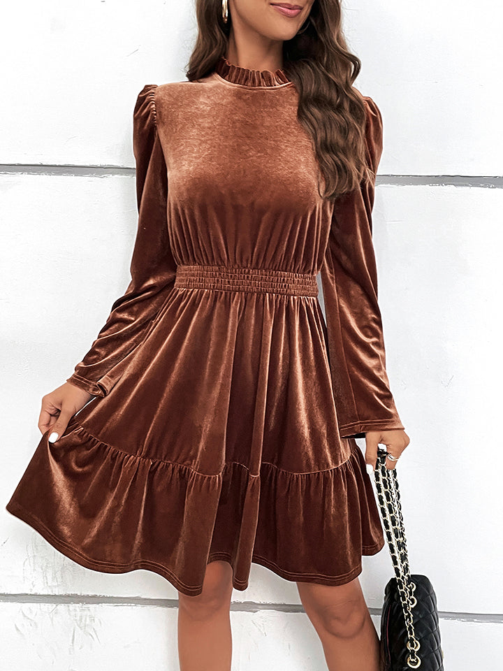 Smocked Waist Long Sleeve Dress - Tantalize Boutique