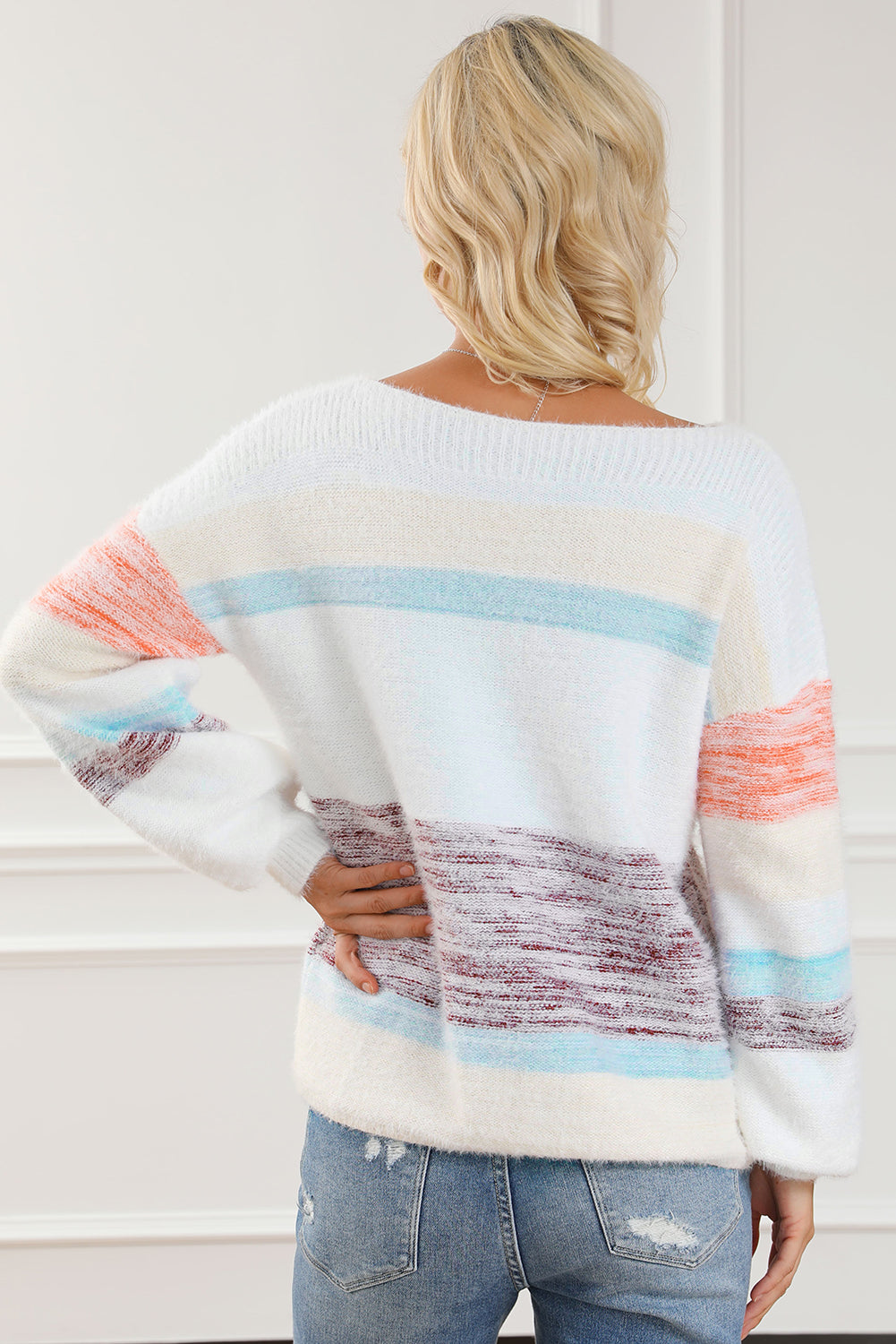 Striped Long Sleeve Sweater - Tantalize Boutique