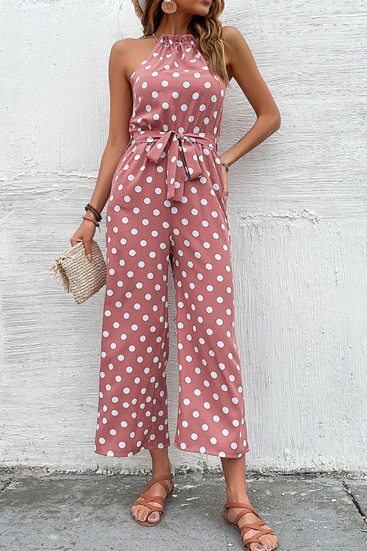 Polka Dot Grecian Wide Leg Jumpsuit - Tantalize Boutique