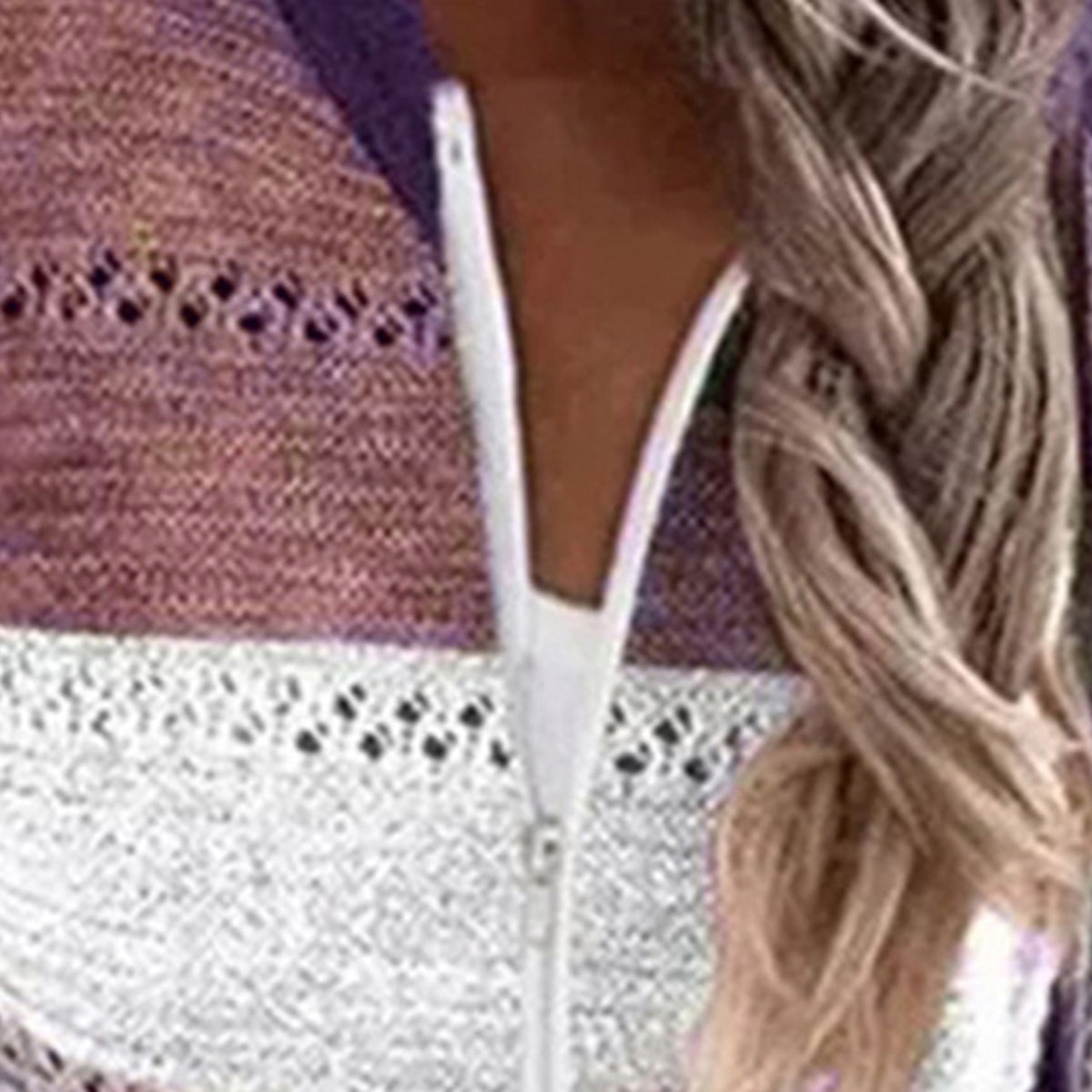 Color Block  Drawstring Hooded Sweater - Tantalize Boutique