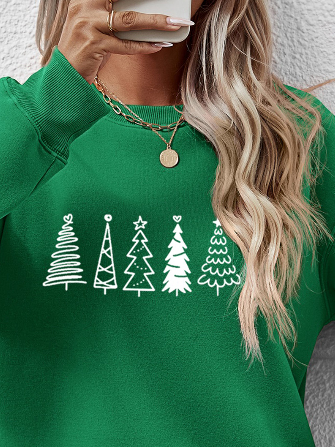 Christmas Tree Graphic Drop Shoulder Sweatshirt - Tantalize Boutique