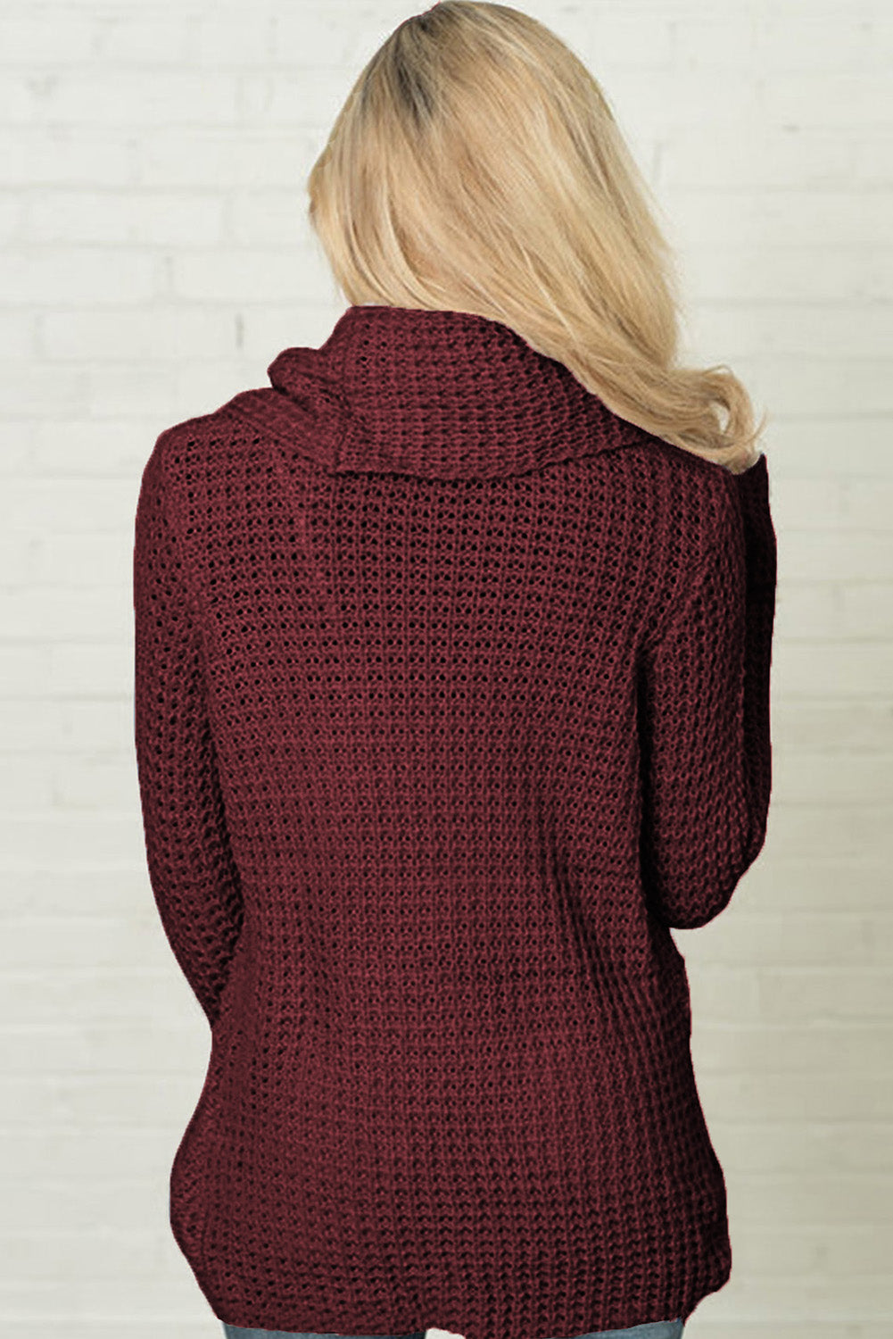 Decorative Button Mock Neck Sweater - Tantalize Boutique