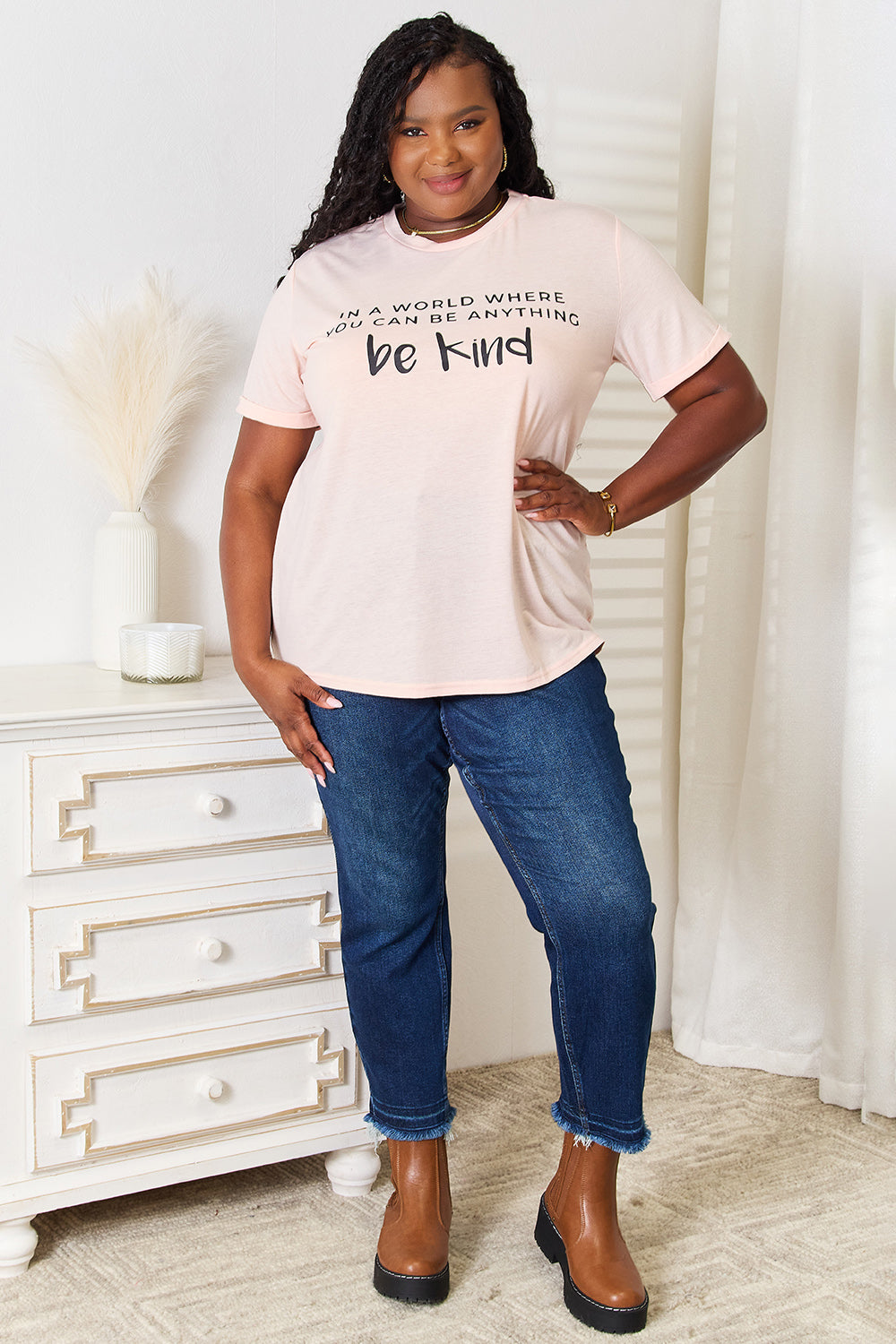 Simply Love Slogan Graphic Cuffed T-Shirt - Tantalize Boutique