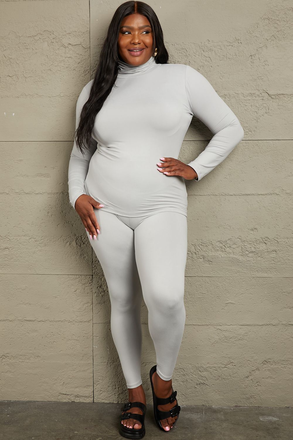 Zenana Friend in Me Full Size Mock Neck Top and Leggings Set - Tantalize Boutique