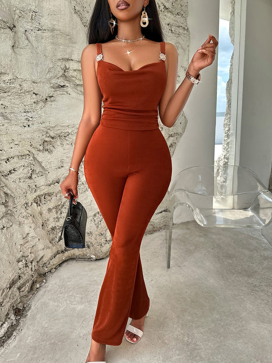 Cowl Neck Sleeveless Jumpsuit - Tantalize Boutique