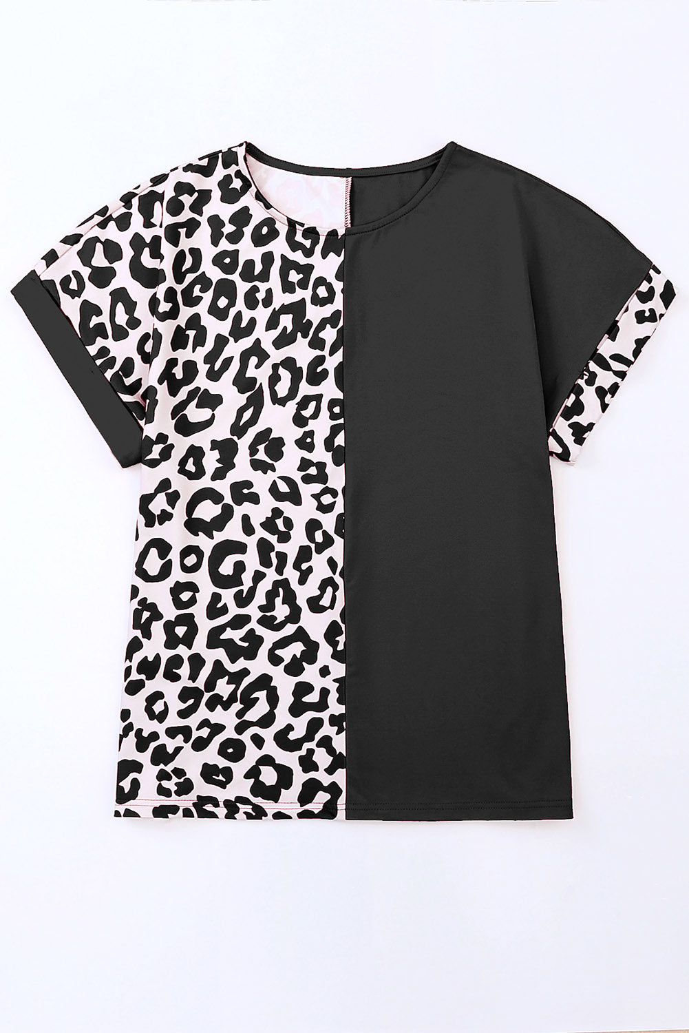 Plus Size Leopard Round Neck T-Shirt - Tantalize Boutique