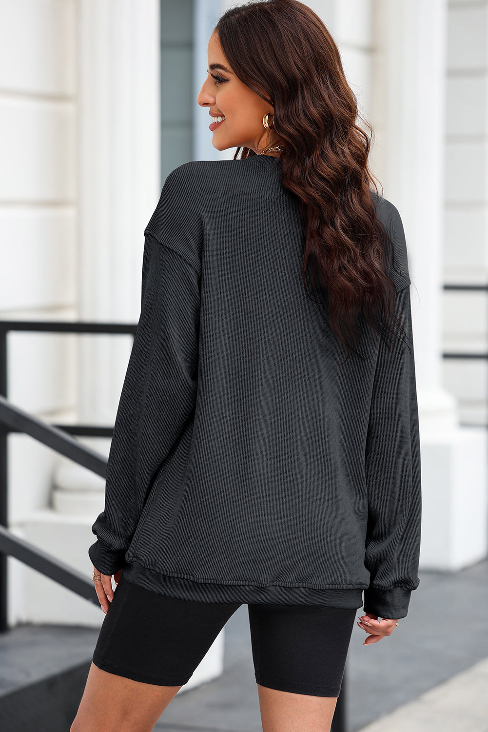 Heart Round Neck Dropped Shoulder Sweatshirt - Tantalize Boutique