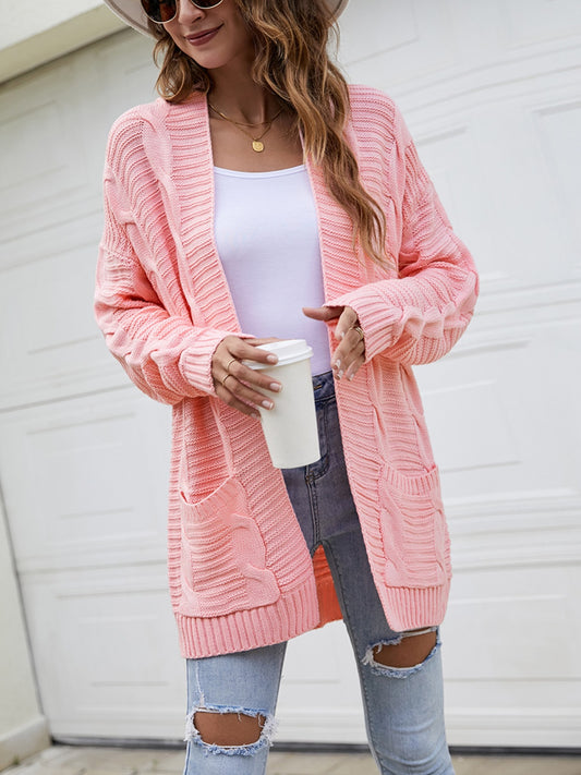 Open Front Dropped Shoulder Longline Cardigan - Tantalize Boutique