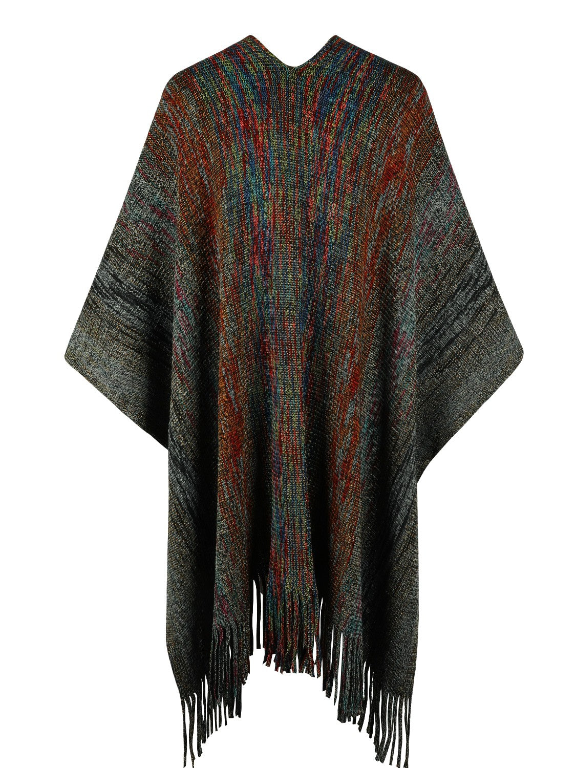 Heathered Fringe Hem Poncho - Tantalize Boutique