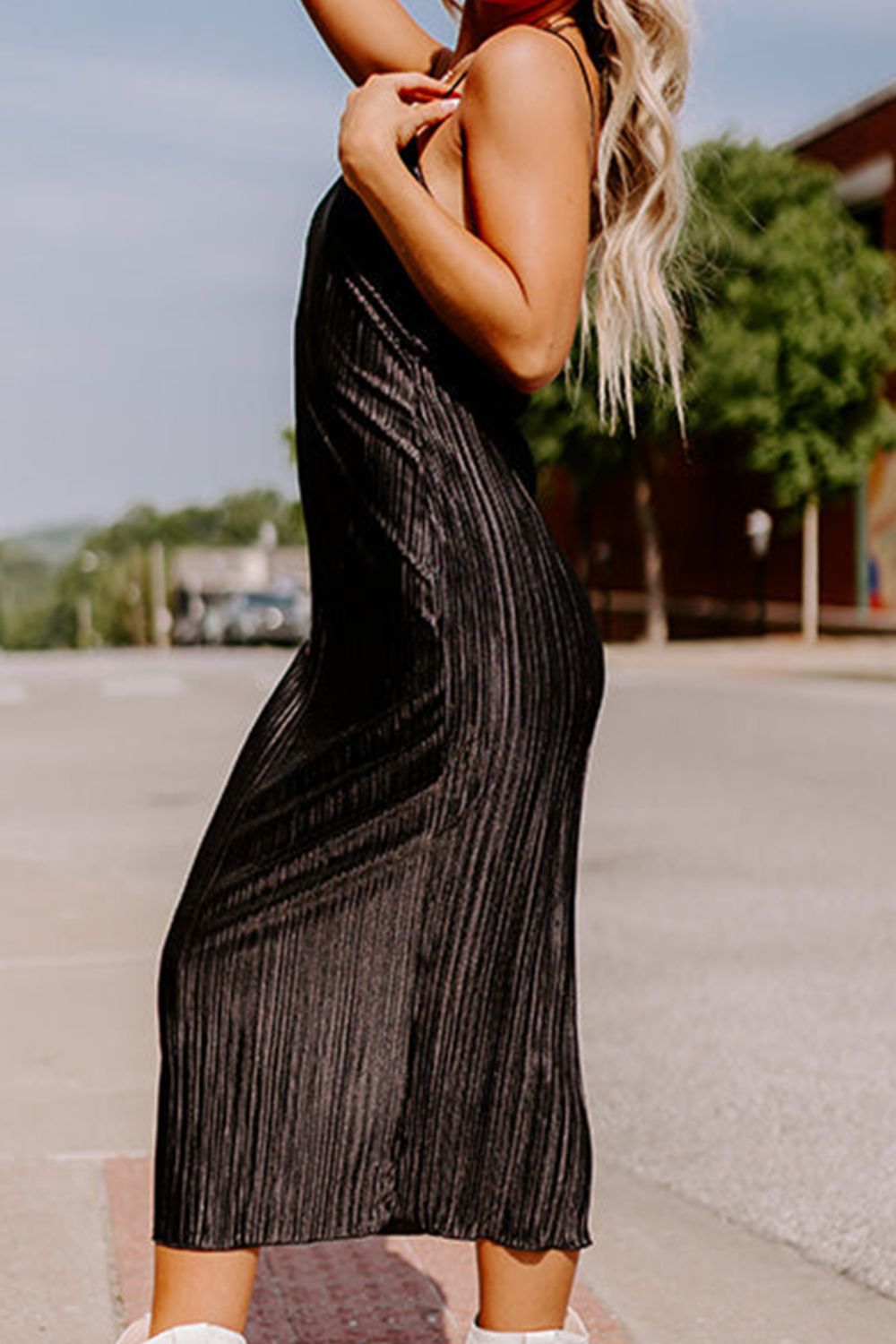 Textured Spaghetti Strap Cami Dress - Tantalize Boutique