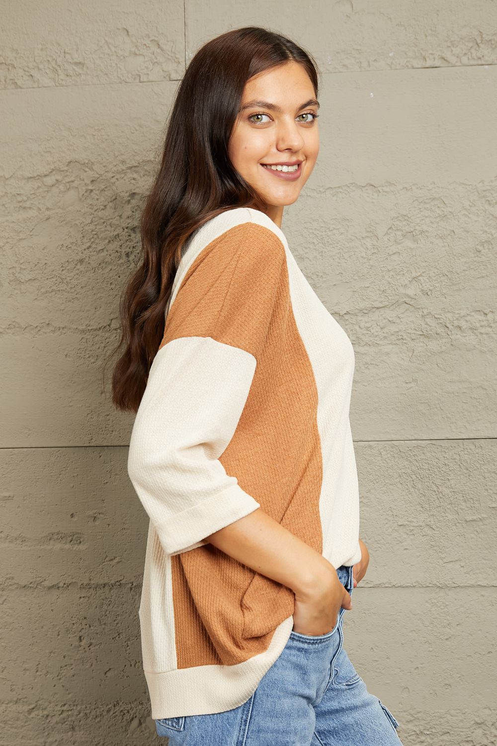 Sew In Love Full Size Tri-Color Pattern Blouse - Tantalize Boutique