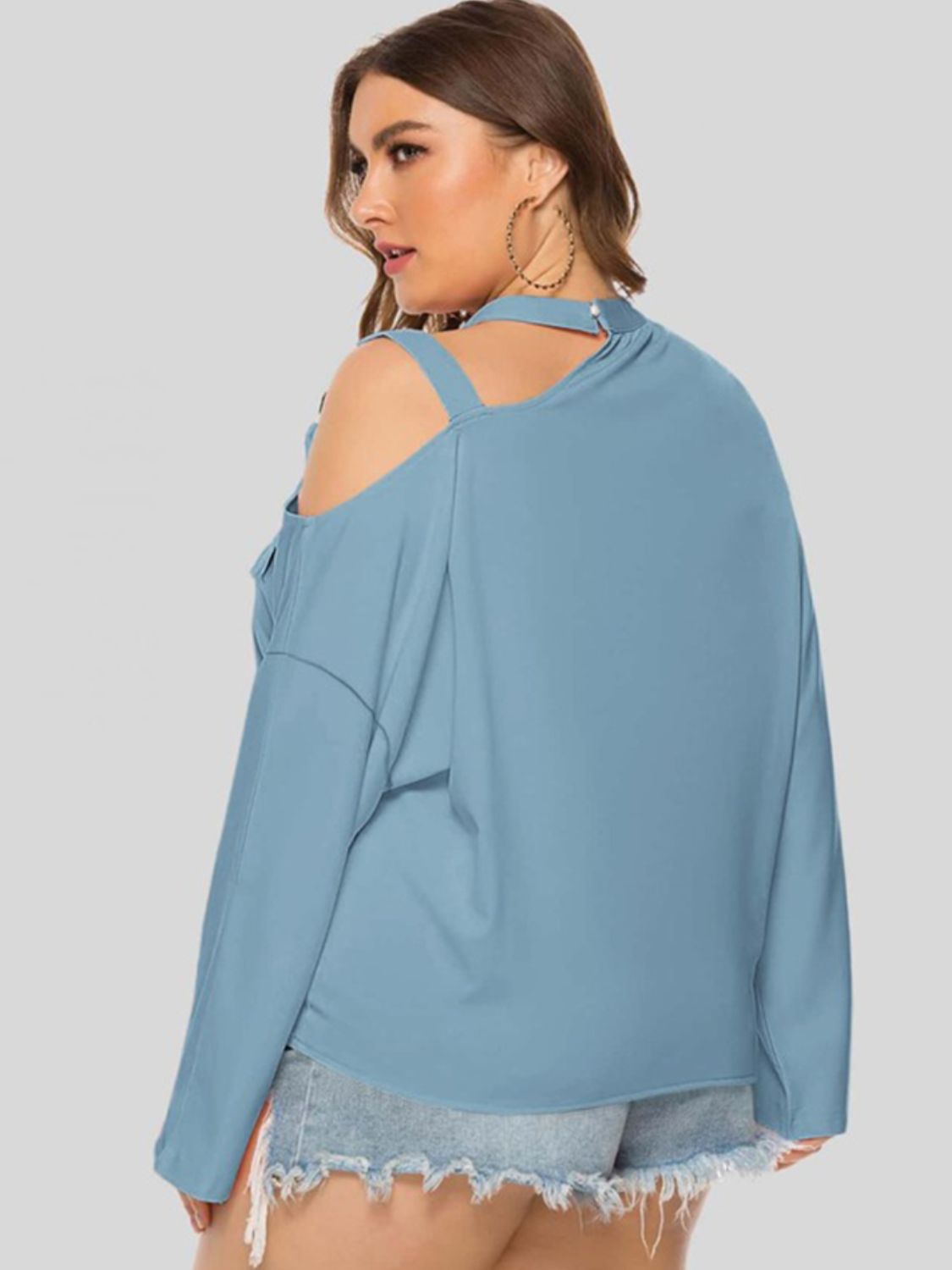 Plus Size Cold-Shoulder Tied Top - Tantalize Boutique