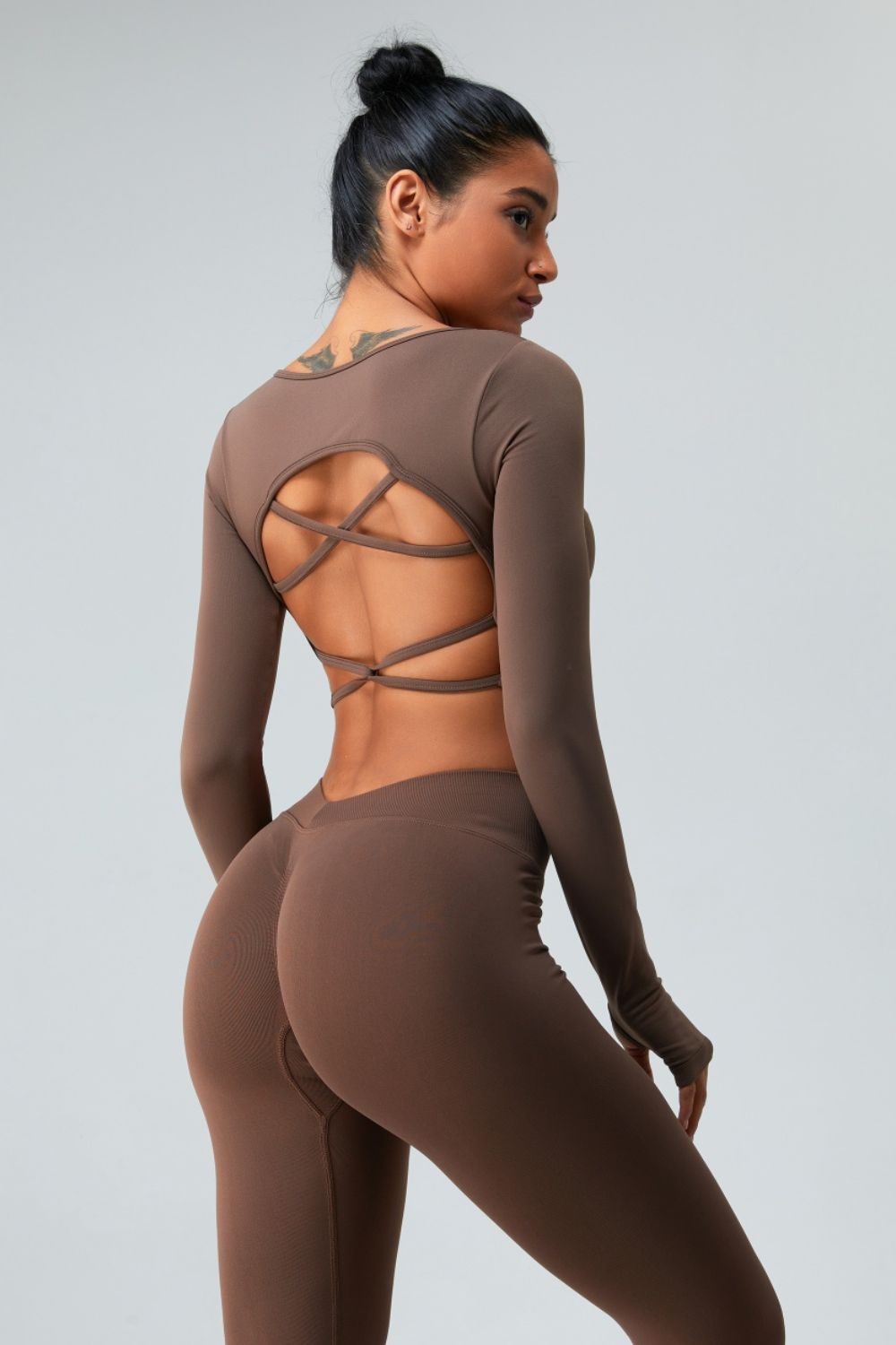 Cutout Round Neck Long Sleeve Active T-Shirt - Tantalize Boutique