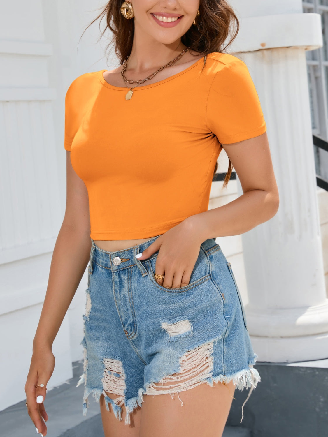 Backless Short Sleeve T-Shirt - Tantalize Boutique