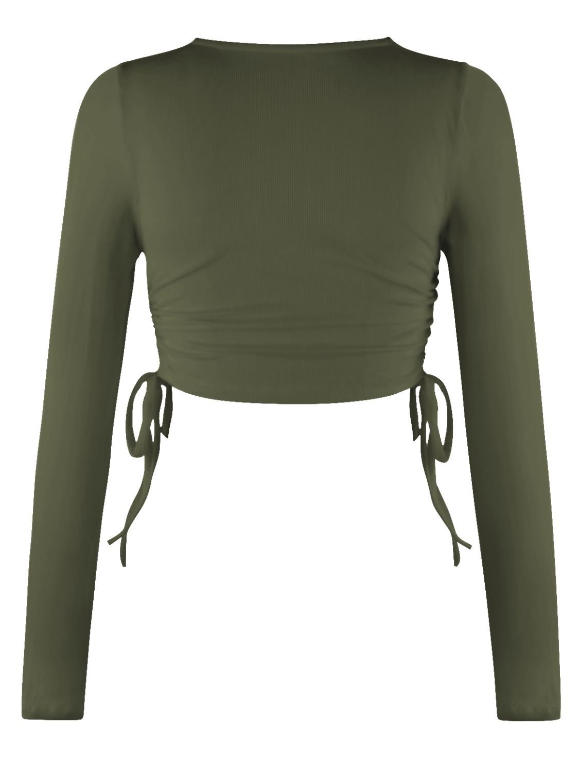 Drawstring Round Neck Long Sleeve Top - Tantalize Boutique