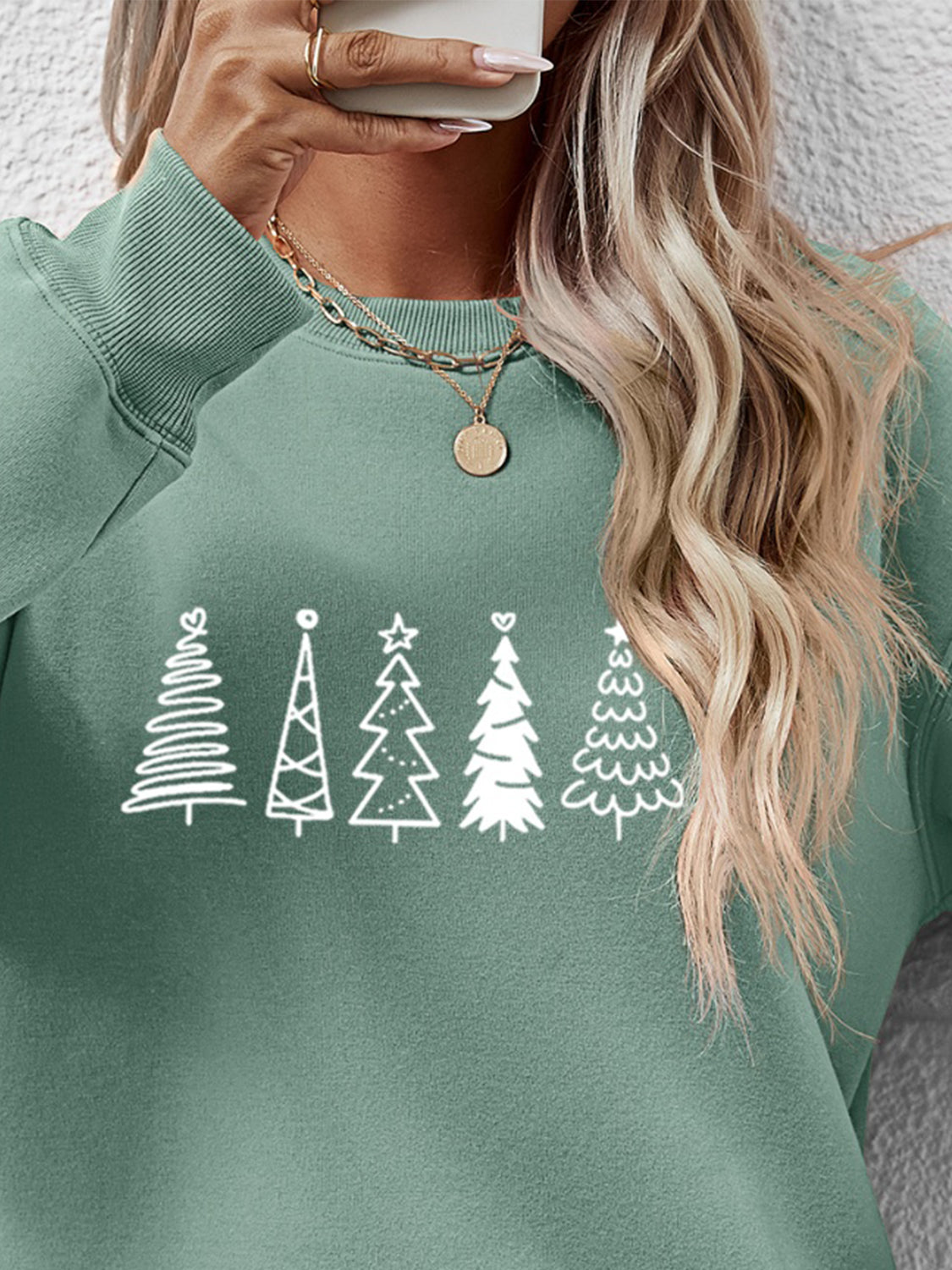 Christmas Tree Graphic Drop Shoulder Sweatshirt - Tantalize Boutique