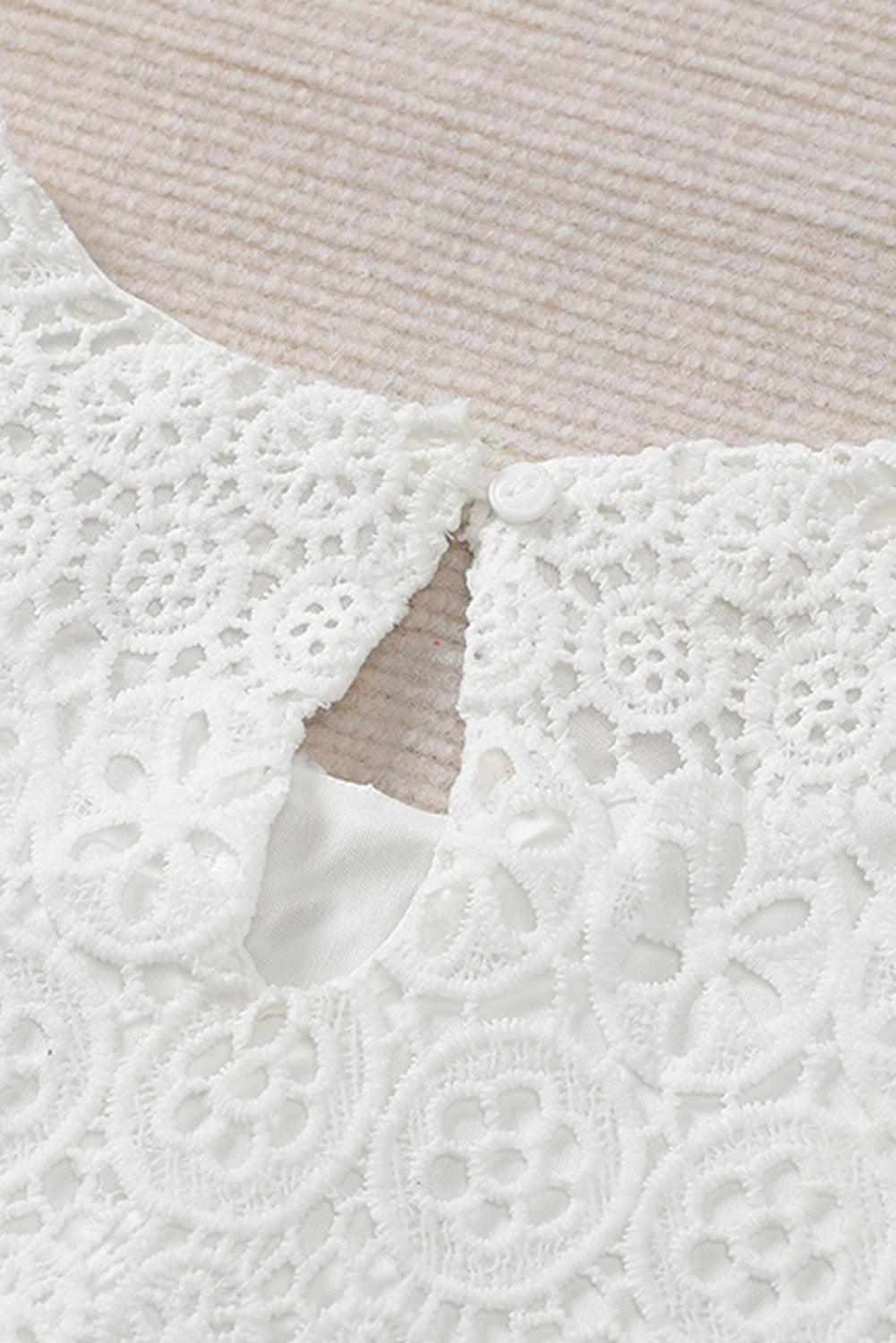 Lace Round Neck Long Sleeve Blouse - Tantalize Boutique