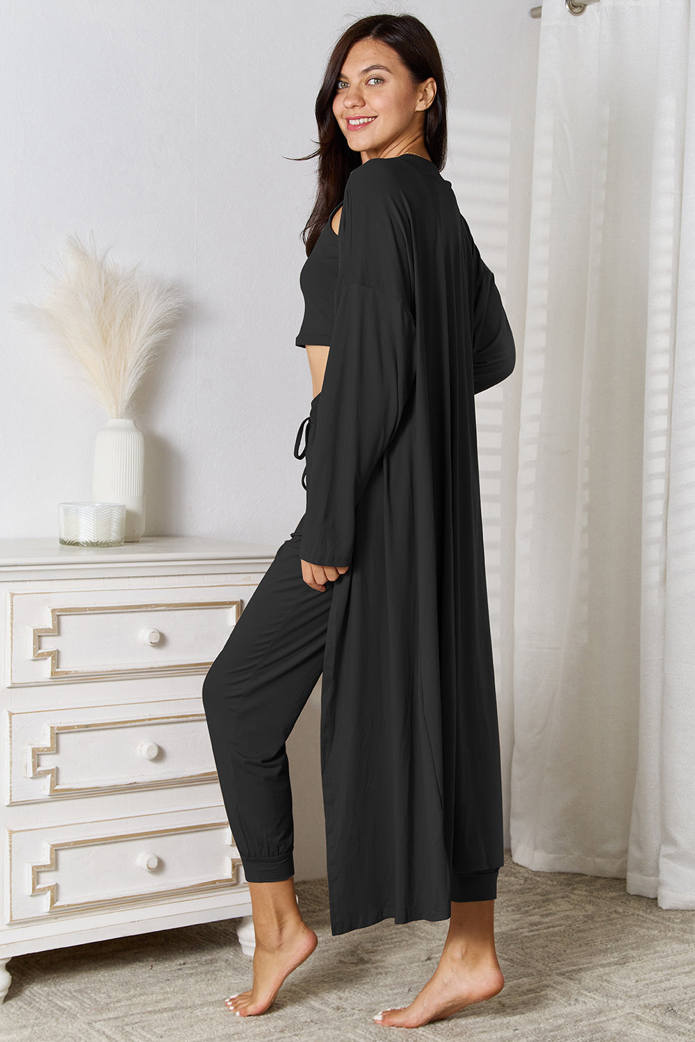 Tank, Pants, and Cardigan Set with Pockets - Tantalize Boutique