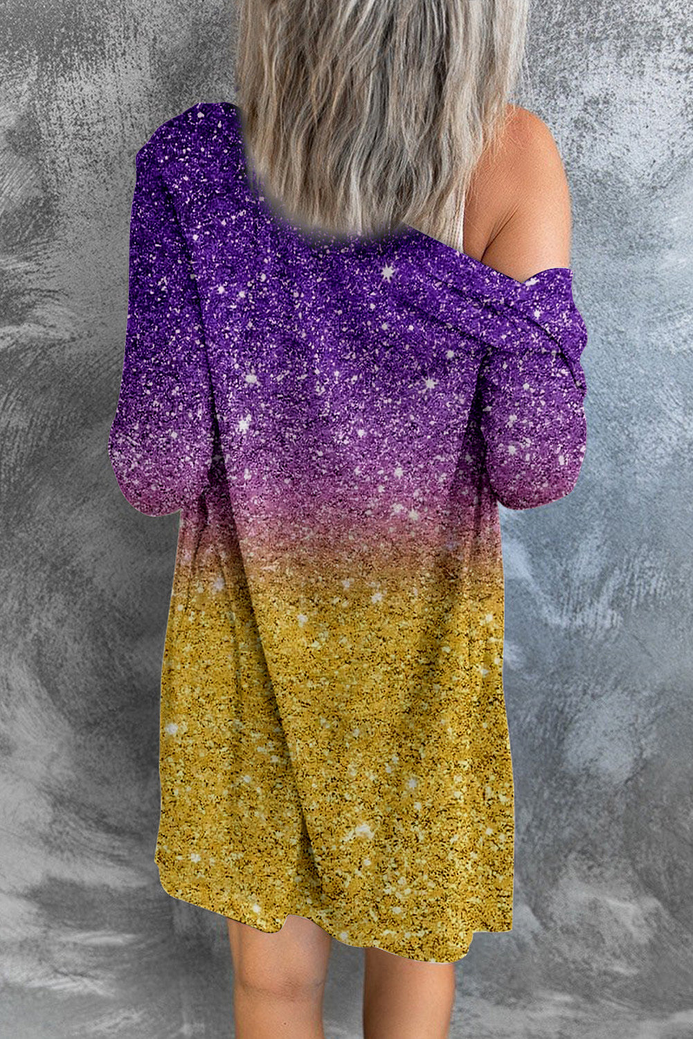 Gradient Button Up Long Sleeve Cardigan - Tantalize Boutique