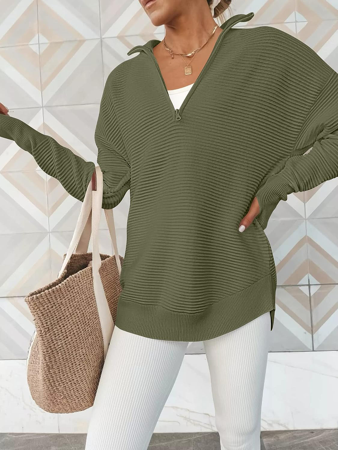 Half Zip Long Sleeve Knit Top - Tantalize Boutique