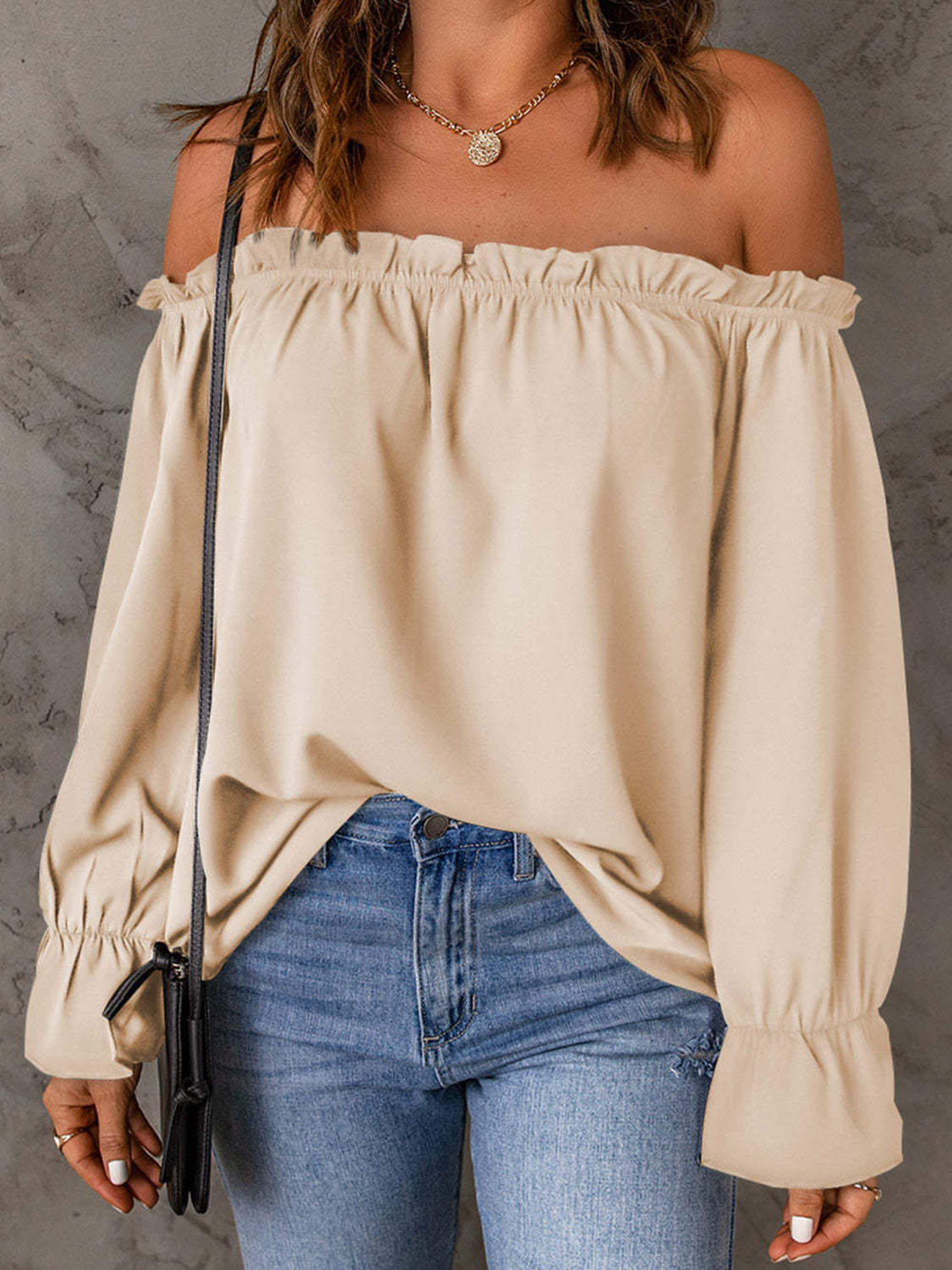 Off-Shoulder Flounce Sleeve Blouse - Tantalize Boutique