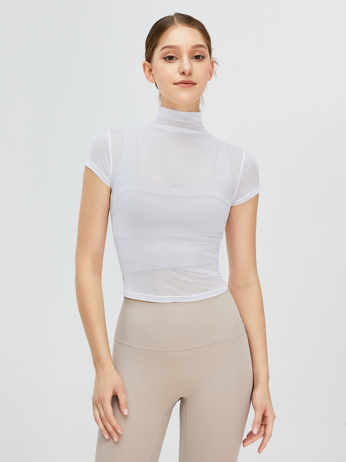 Turtleneck Cap Sleeve Active T-Shirt - Tantalize Boutique