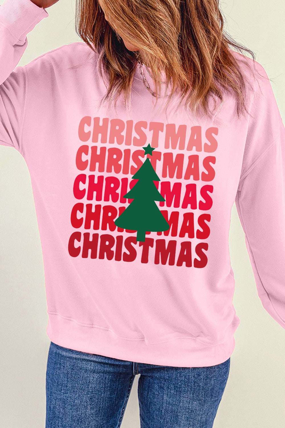 CHRISTMAS Round Neck Dropped Shoulder Sweatshirt - Tantalize Boutique