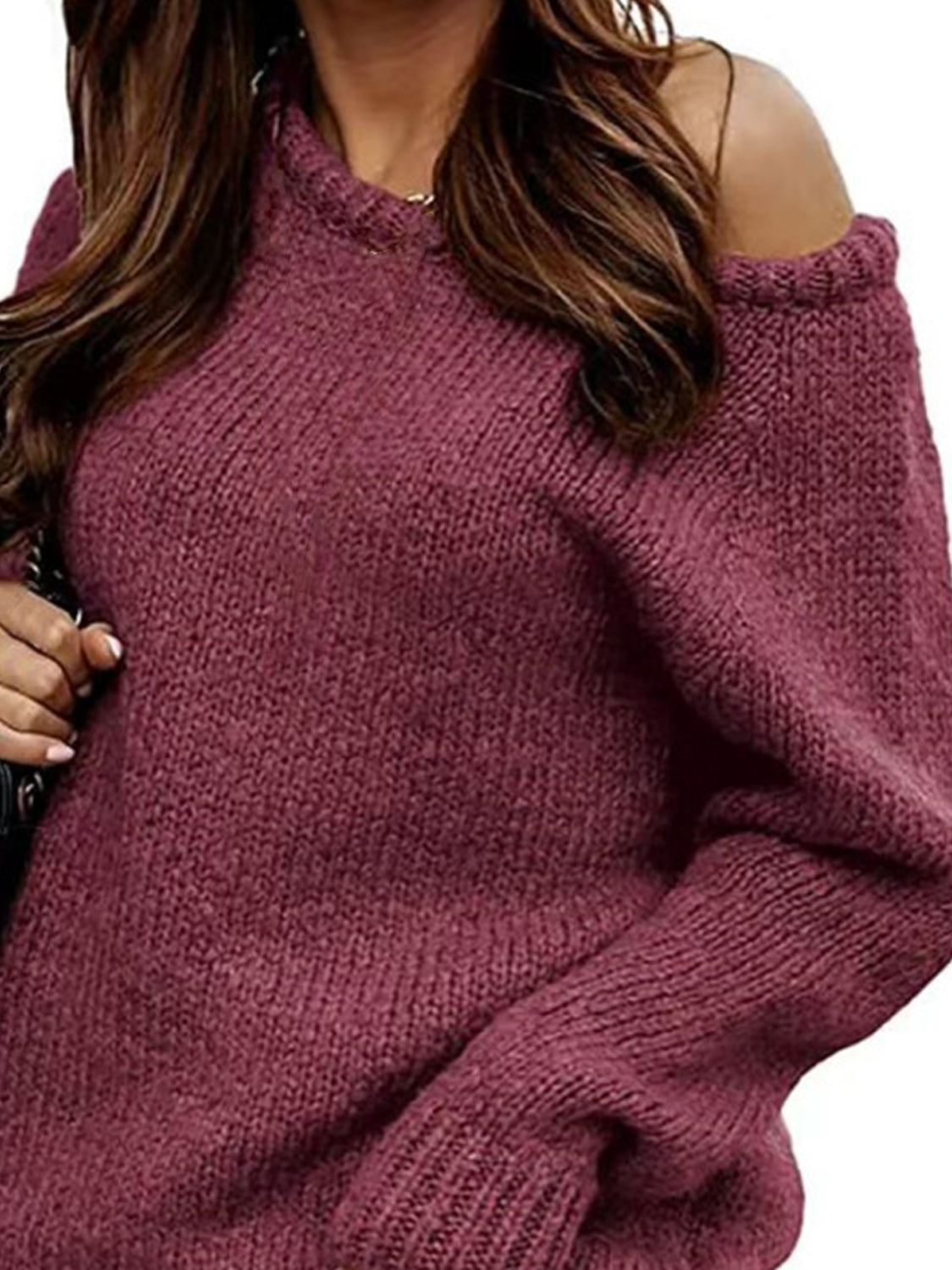 One Shoulder Long Sleeve Sweater - Tantalize Boutique