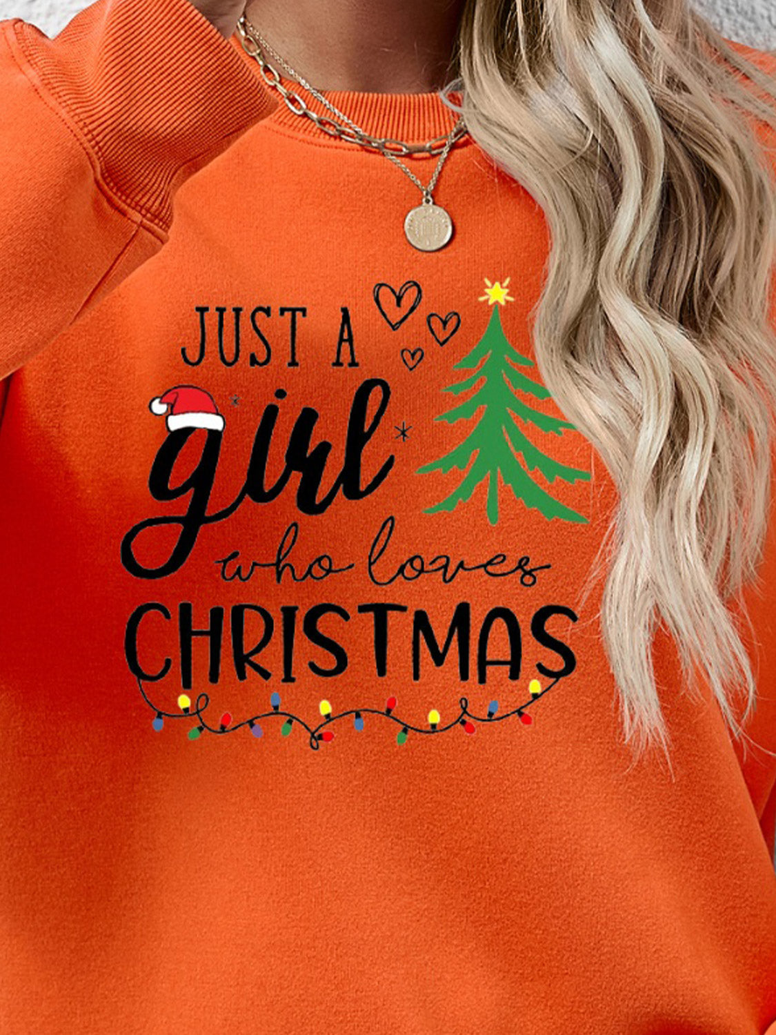 Letter Graphic Round Neck Sweatshirt - Tantalize Boutique