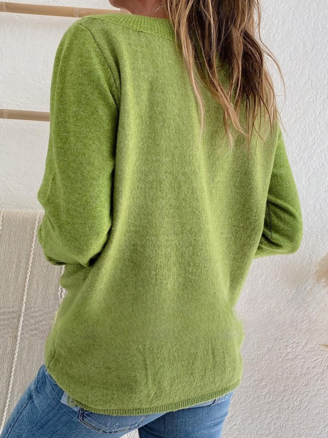 V Neck Pullover Knit Top - Tantalize Boutique