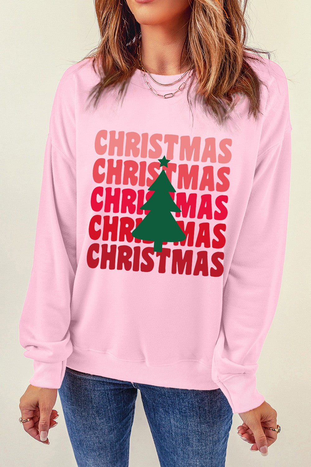 CHRISTMAS Round Neck Dropped Shoulder Sweatshirt - Tantalize Boutique