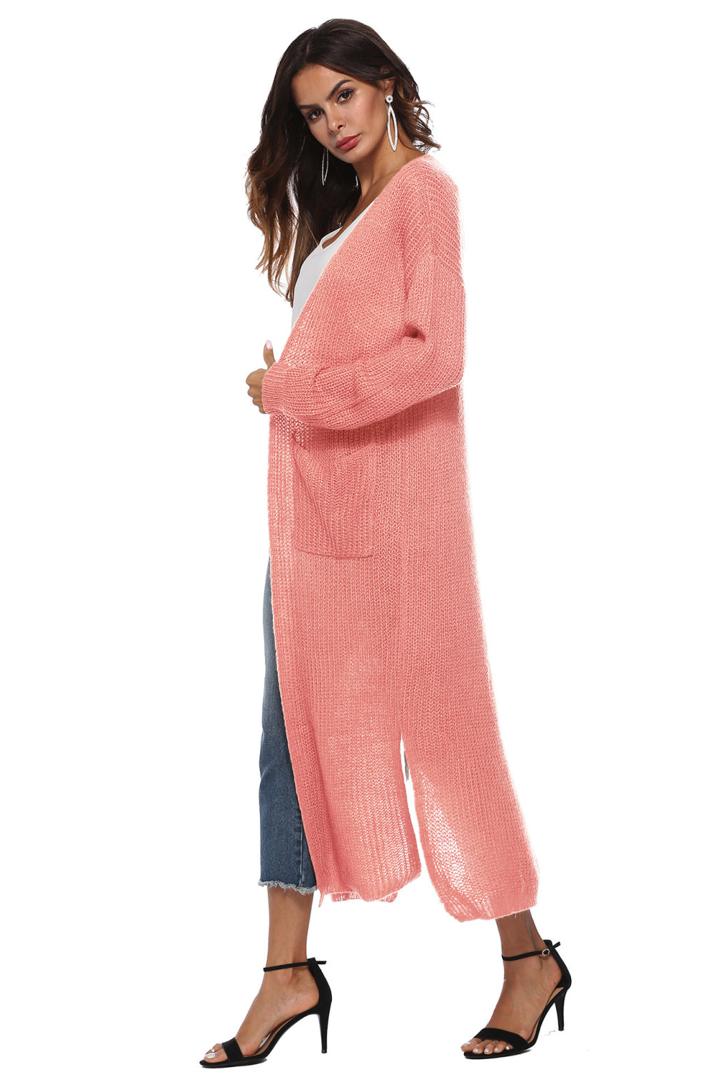 Long Sleeve Open Front Buttoned Cardigan - Tantalize Boutique