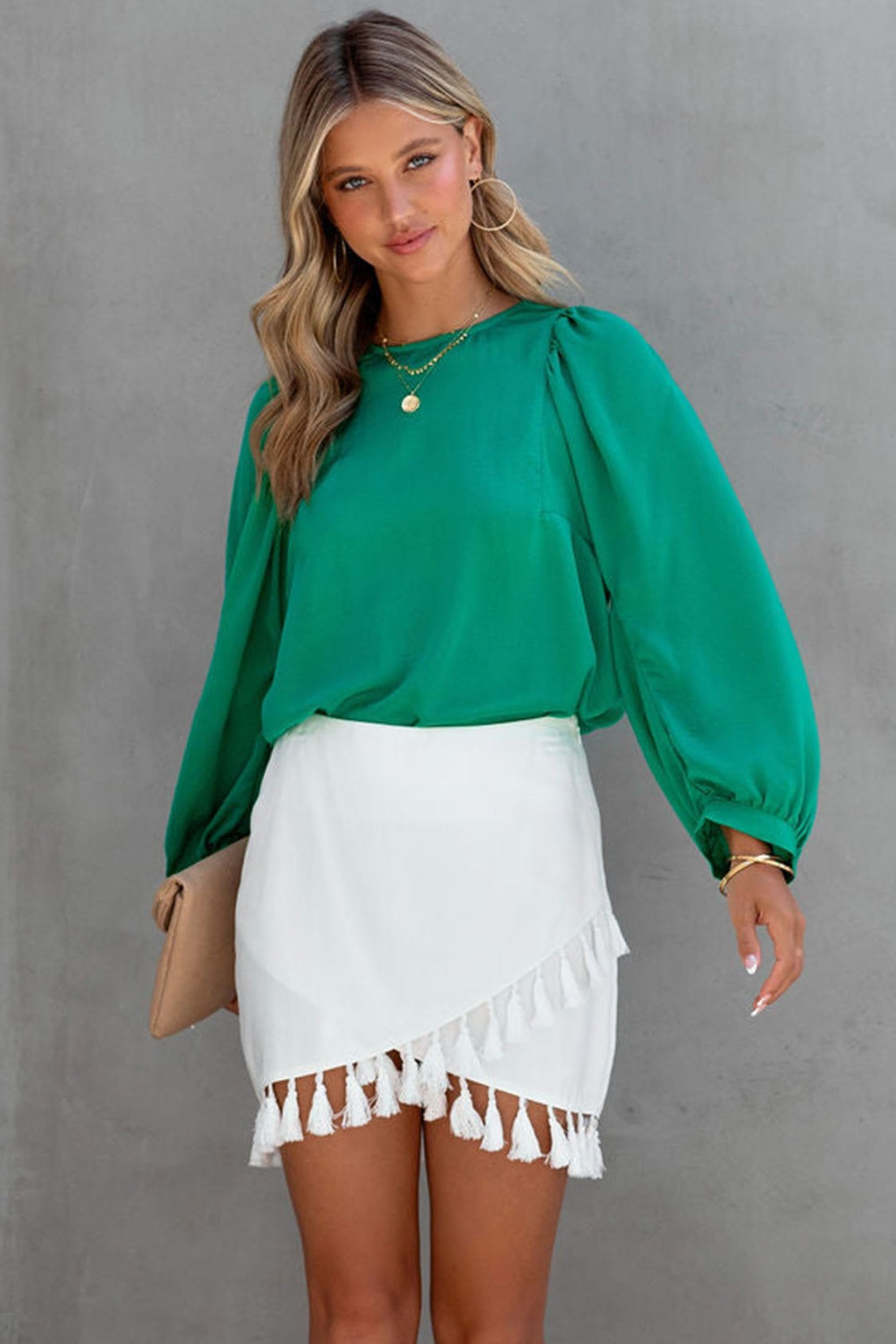 Round Neck Ruff Sleeve Blouse - Tantalize Boutique