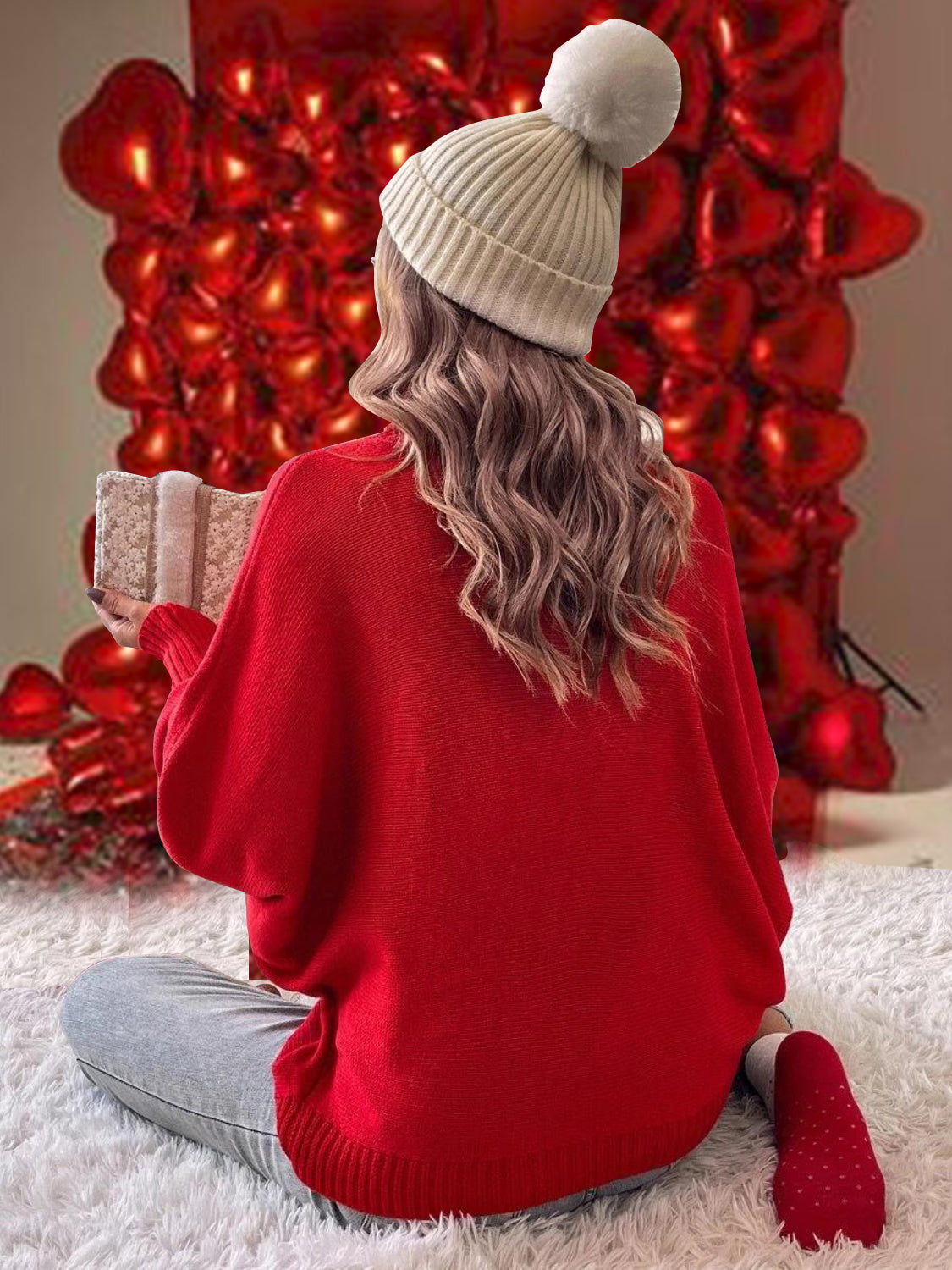 LOVE Turtleneck Batwing Sleeve Sweater - Tantalize Boutique