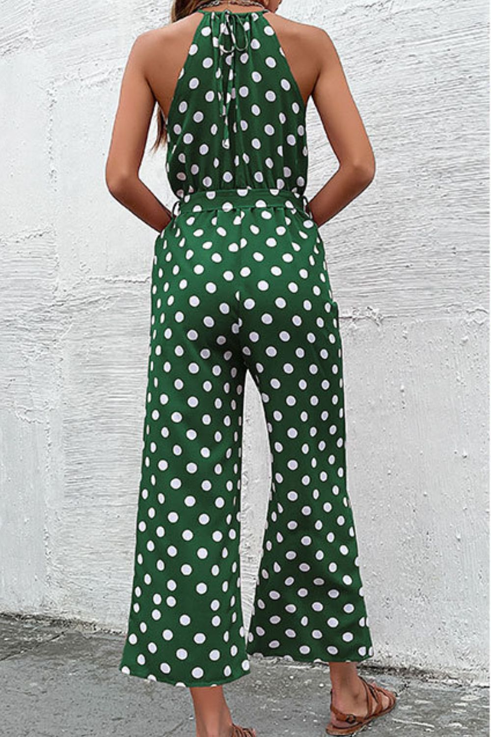 Polka Dot Grecian Wide Leg Jumpsuit - Tantalize Boutique