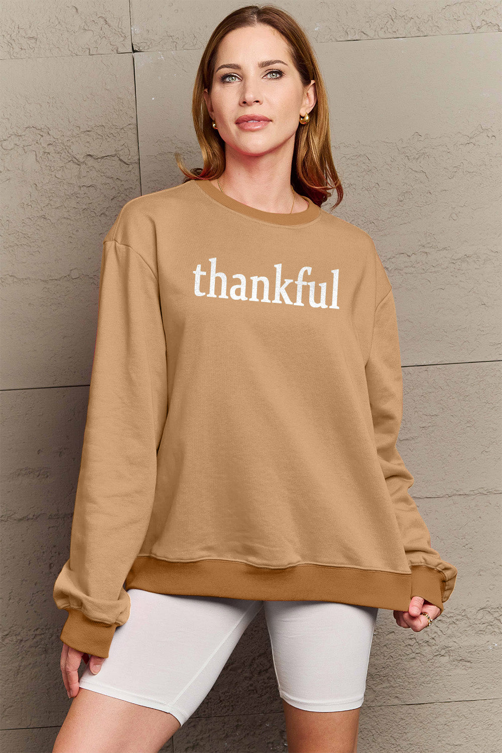 Simply Love Full Size THANKFUL Graphic Sweatshirt - Tantalize Boutique