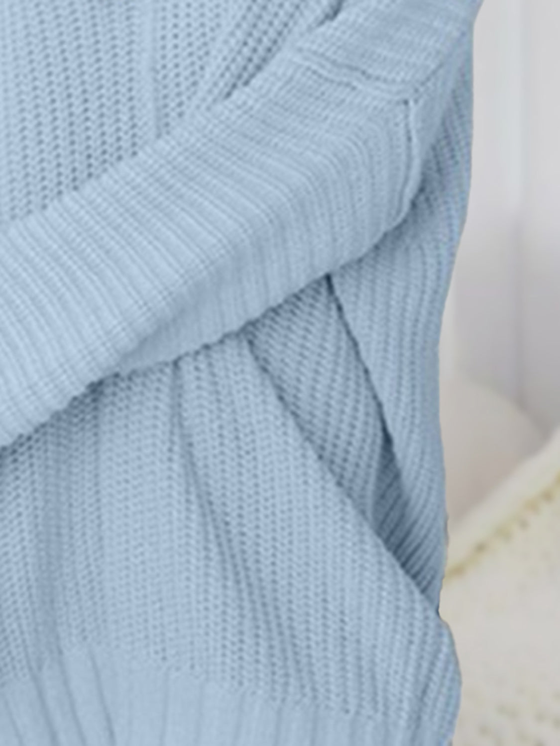 V-Neck Long Sleeve Mini Sweater Dress - Tantalize Boutique