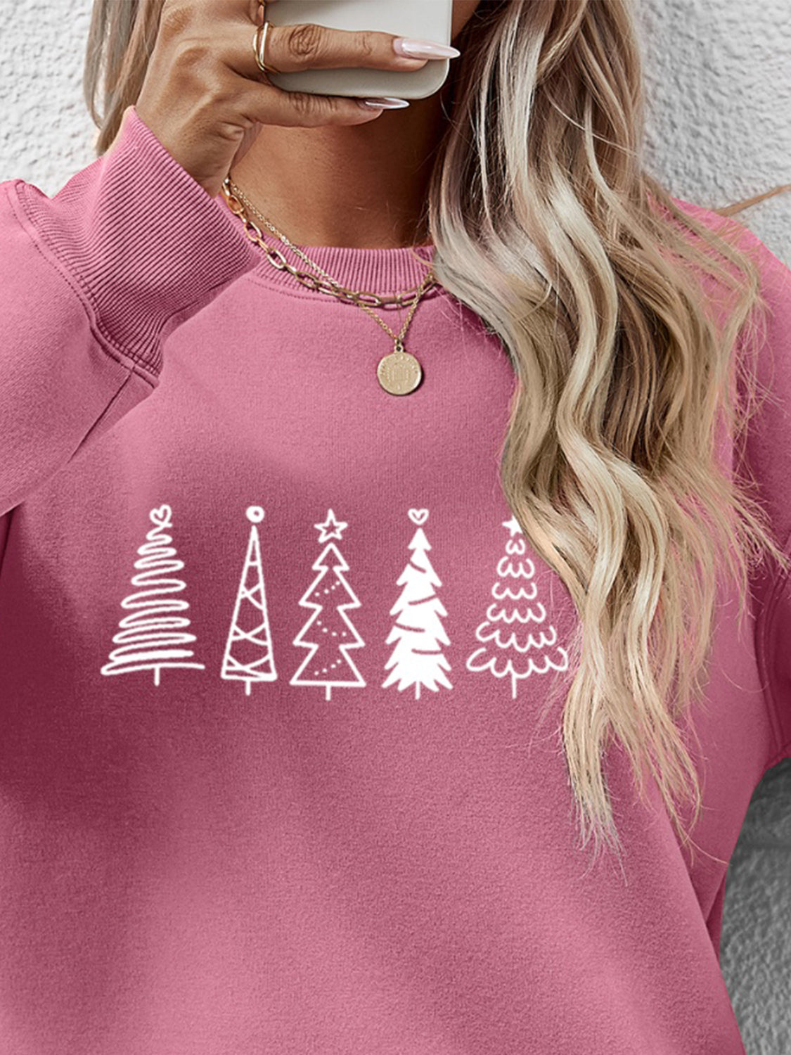 Christmas Tree Graphic Drop Shoulder Sweatshirt - Tantalize Boutique