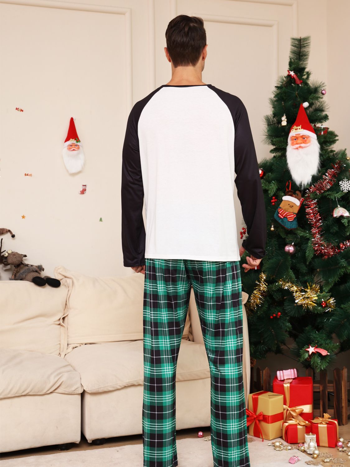 Full Size Graphic Top and Plaid Pants Set - Tantalize Boutique