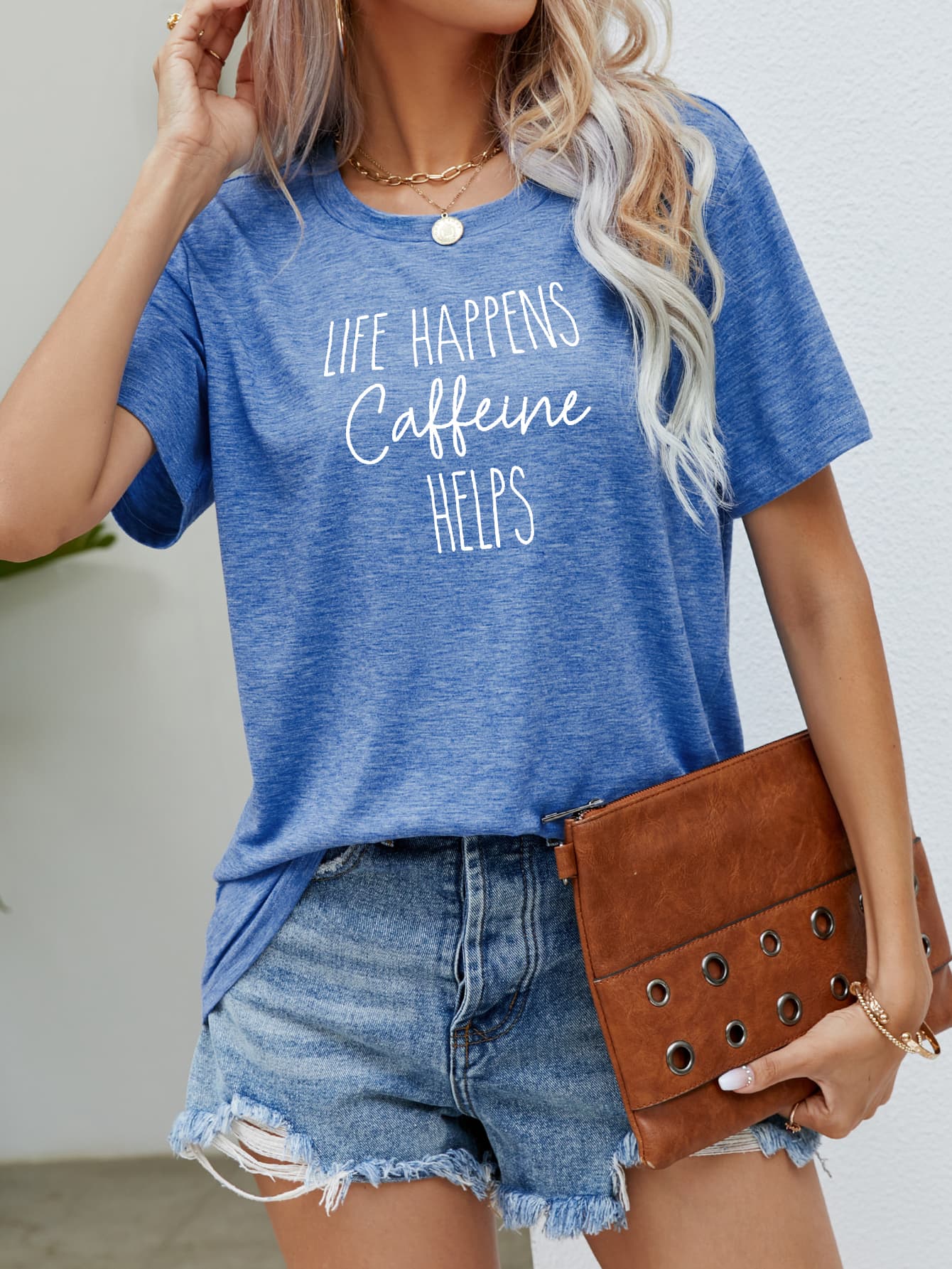 LIFE HAPPENS CAFFEINE HELPS Graphic Tee - Tantalize Boutique