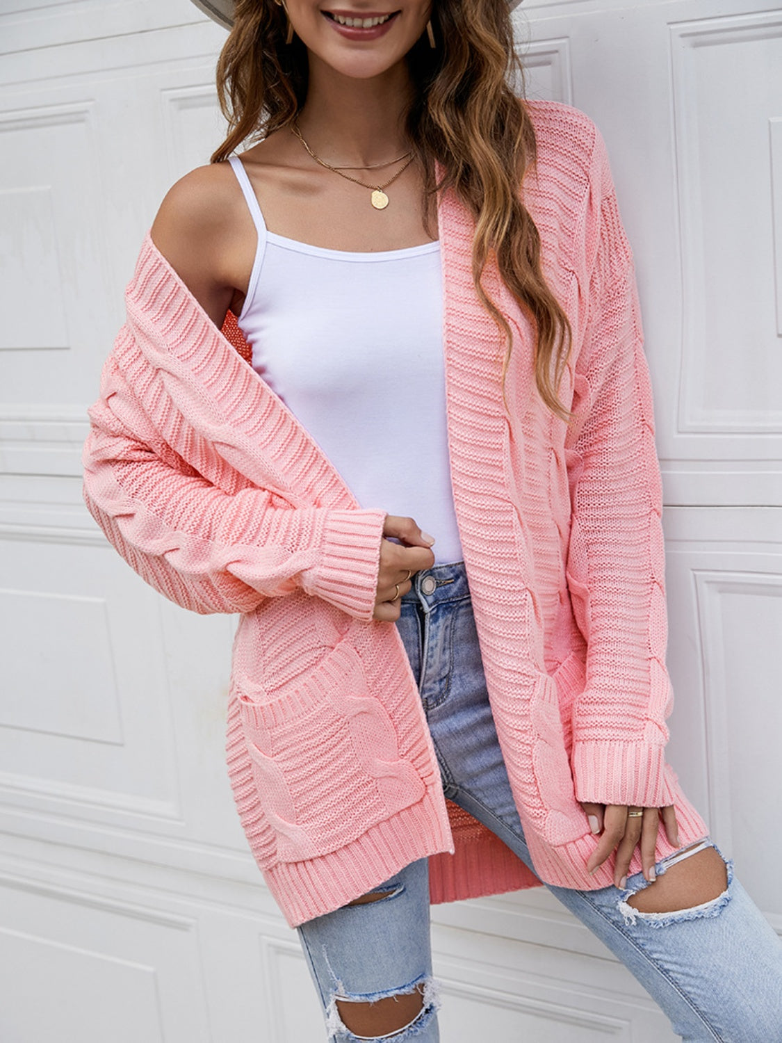 Open Front Dropped Shoulder Longline Cardigan - Tantalize Boutique