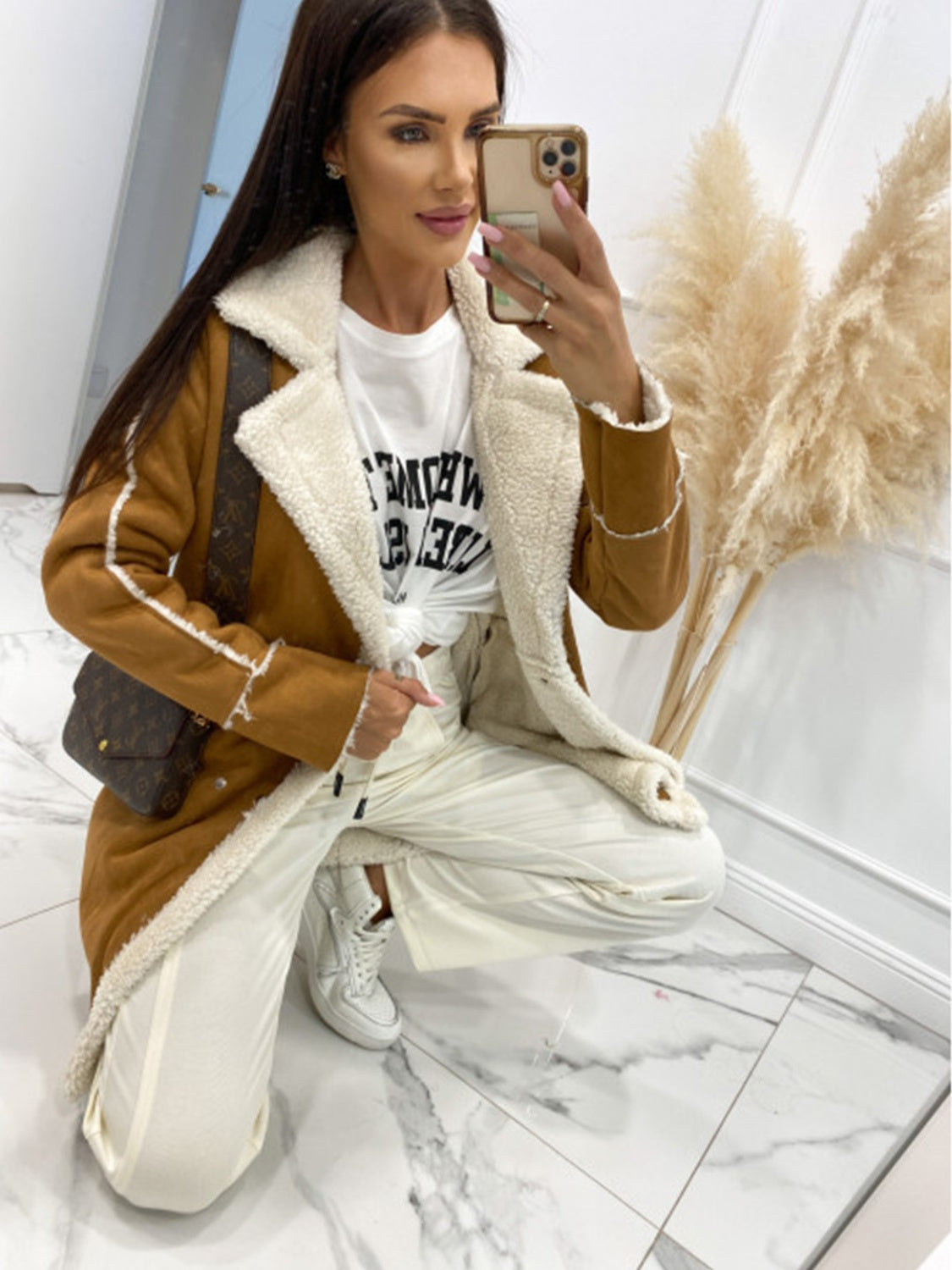 Lapel Collar Exposed Seam Buttoned Coat - Tantalize Boutique