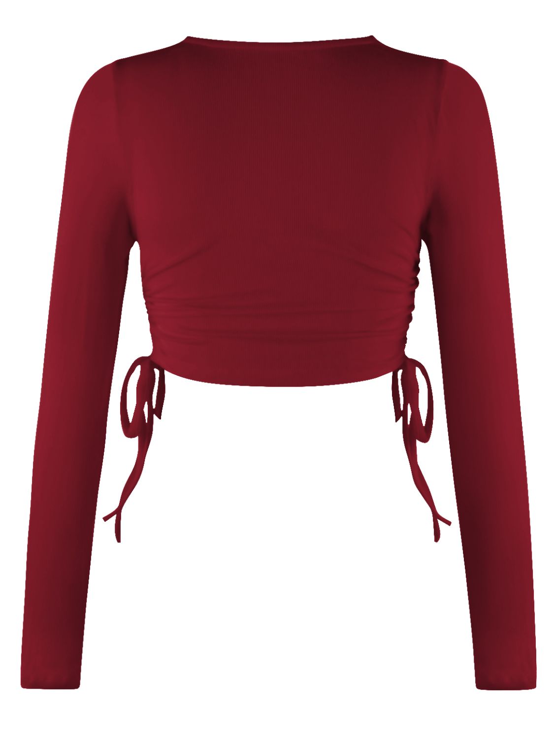 Drawstring Round Neck Long Sleeve Top - Tantalize Boutique