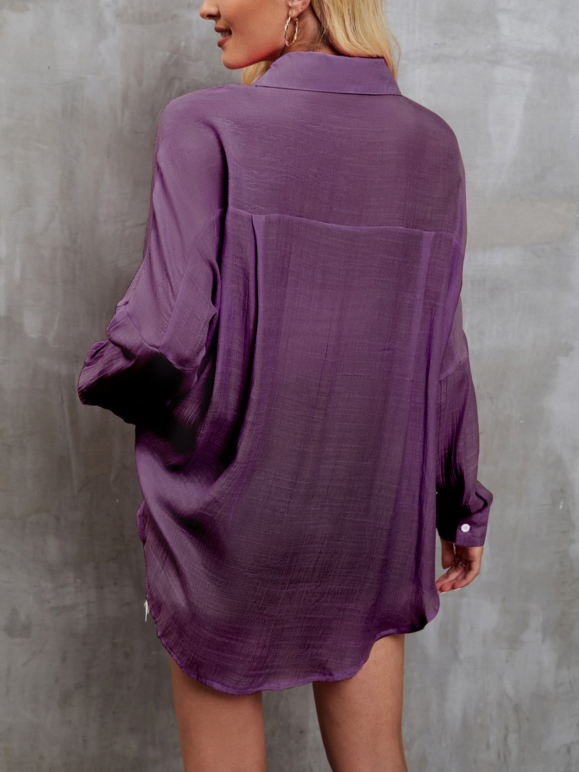 Pocketed Button Up Long Sleeve Shirt - Tantalize Boutique