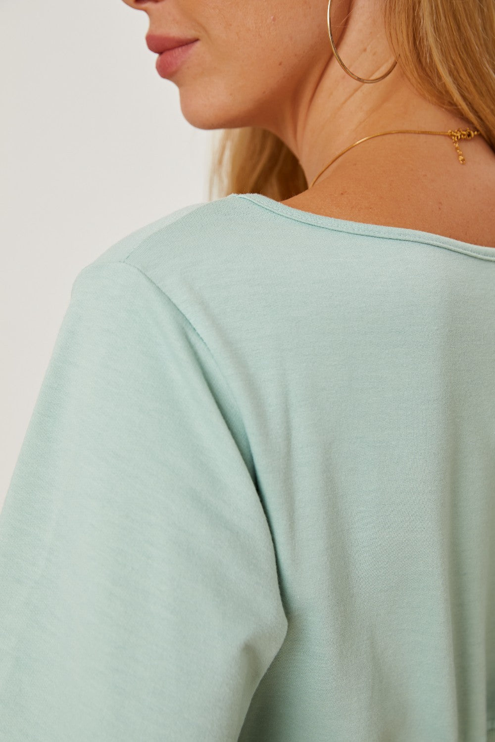 Boat Neck Lantern Sleeve Blouse - Tantalize Boutique